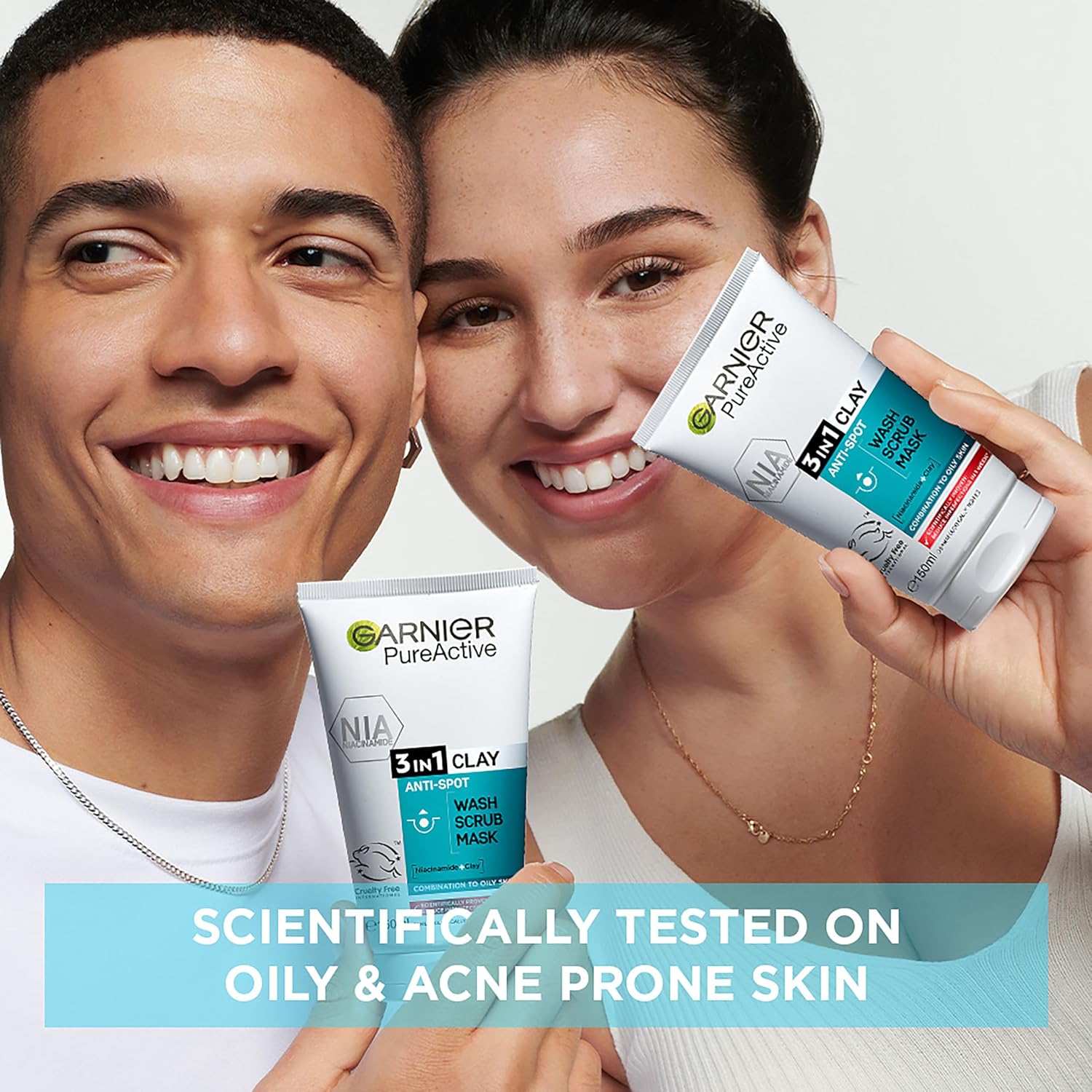 Garnier Skin Active Pure Active 3 in 1 Wash, Scrub & Mask 150 ml 2 Pack