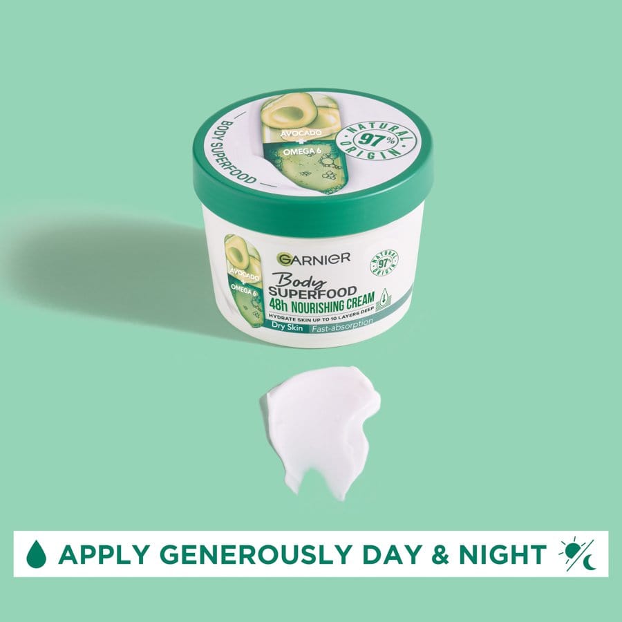 Garnier Superfood Avocado & Omega 6 Superfood Nourishing Body Cream 380ml 3 Pack