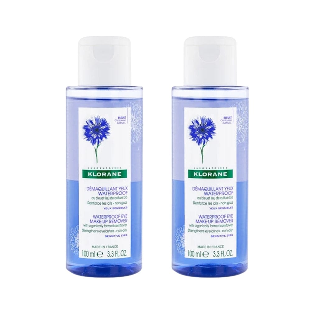 Klorane Dual Phase Waterproof Eye Make-Up Remover 100 ml -2 Pack