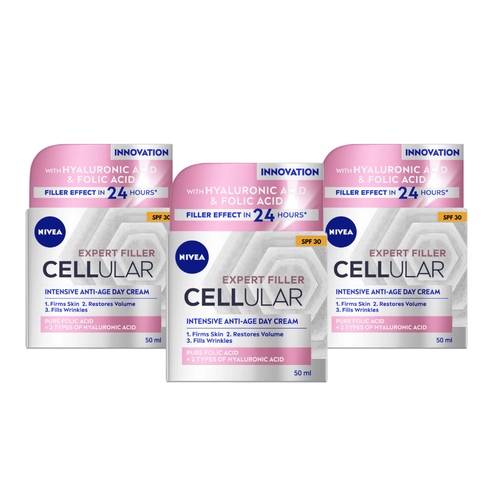 Nivea Cellular Expert Filler Firming Day Face Cream SPF 30 50 ml / 1.7 fl oz - 3 Pack