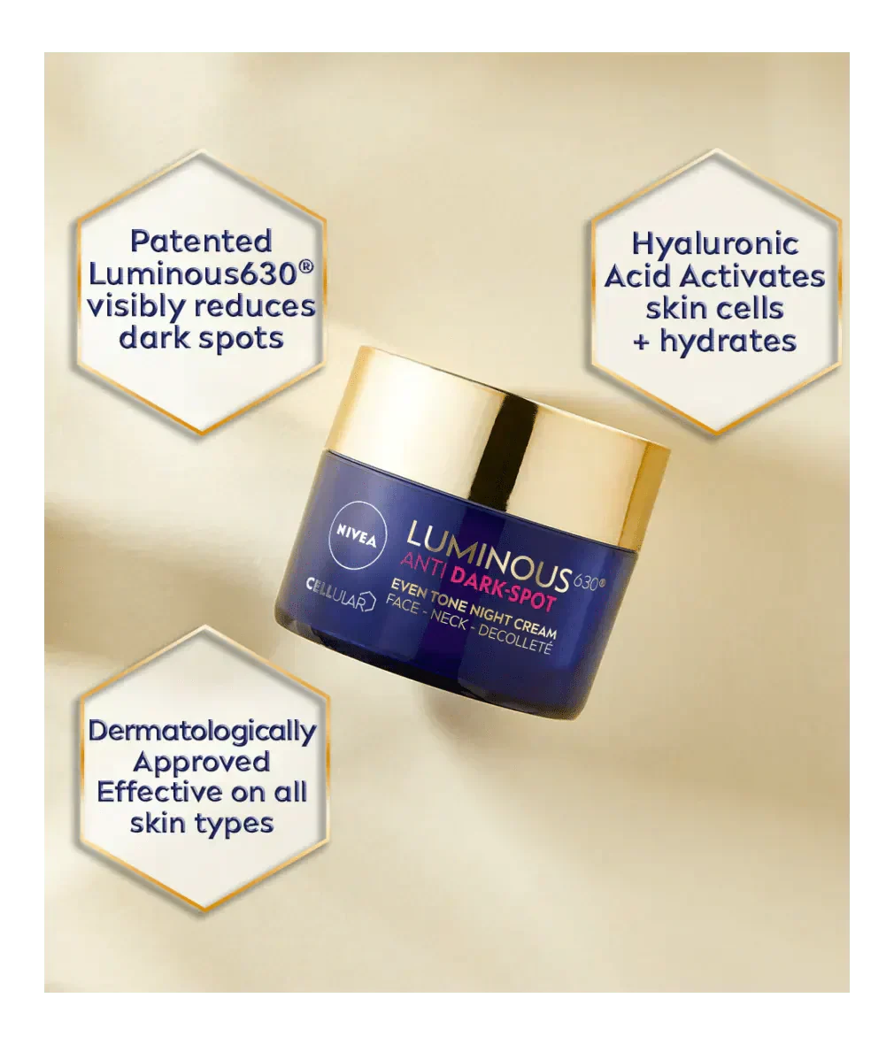 Nivea Luminous 630 Anti Dark Spot Night Cream 50ml / 1.7 fl oz - 2 Pack
