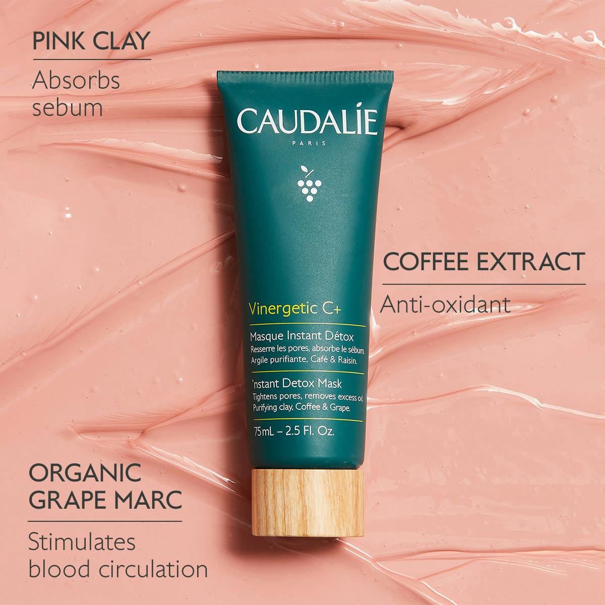 Caudalie Vinergetic C Instant Detox Mask 75 ml -4 Pack