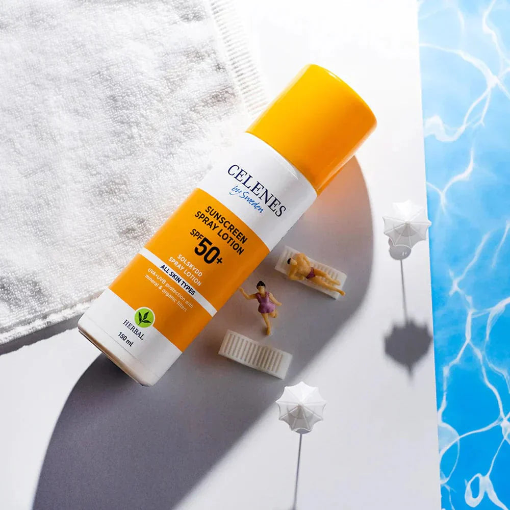 Celenes by Sweden Herbal Sunscreen Spray Lotion 50 Spf  150 ml / 5 fl oz -2 Pack