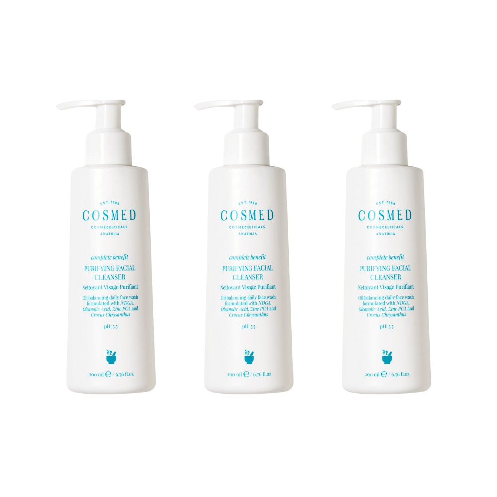 Cosmed Complete Benefit Purifying Facial Cleanser / Gel for Oily-Acne Prone Skin 200 ml 3 Pack
