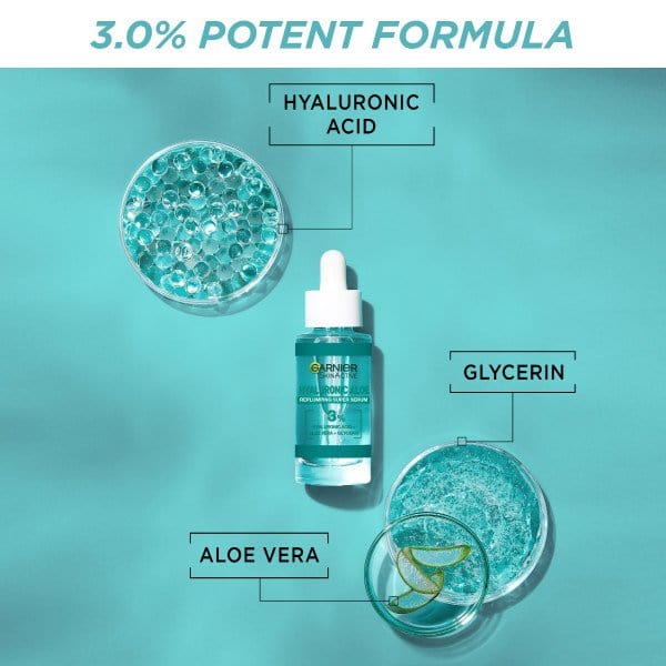 Garnier Skin Active Hyaluronic Aloe Replumping Face Serum 30 ml 3 Pack