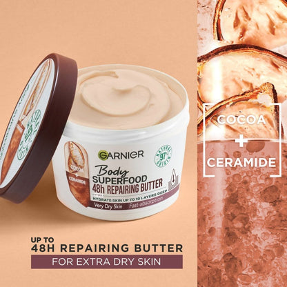 Garnier Superfood Garnier Body Superfood Cocoa &amp; Ceramide Body Cream 380ml 2 Pack