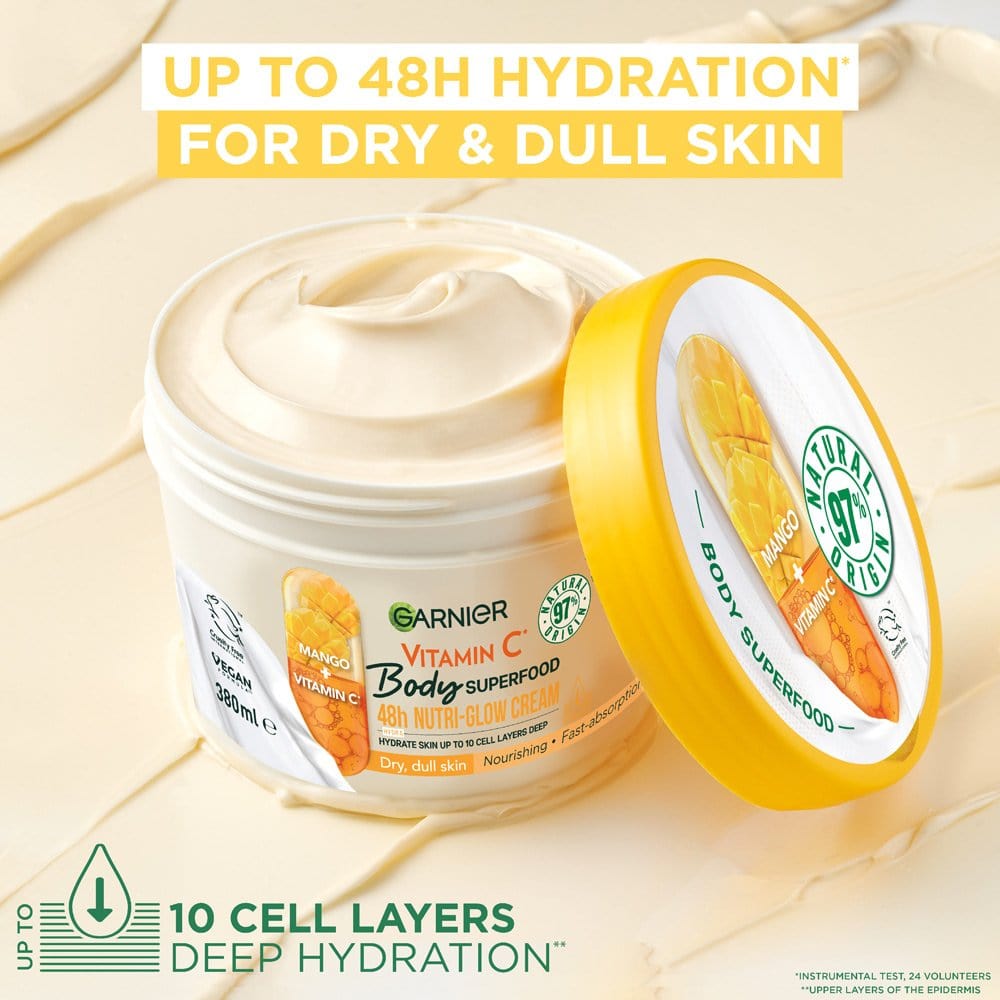 Garnier Superfood Vitamin C &amp; Mango Body Cream 380ml 3 Pack