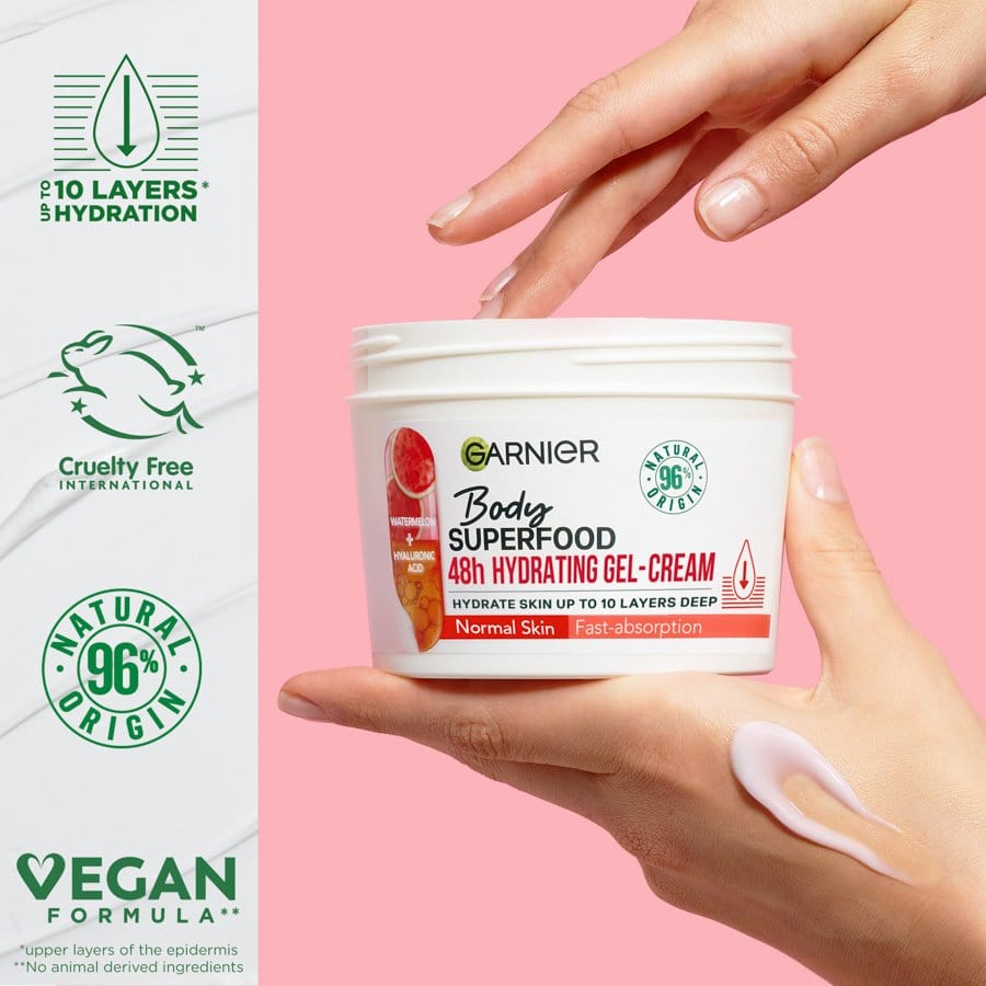 Garnier Superfood Watermelon &amp; Hyaluronic Acid Body Cream 380ml 2 Pack