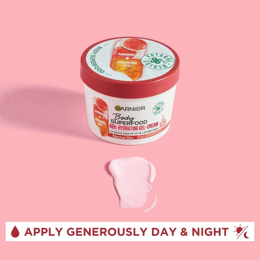Garnier Superfood Watermelon &amp; Hyaluronic Acid Body Cream 380ml 3 Pack
