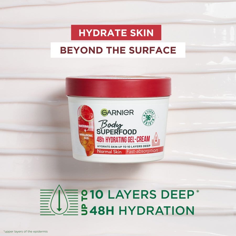 Garnier Superfood Watermelon &amp; Hyaluronic Acid Body Cream 380ml 3 Pack