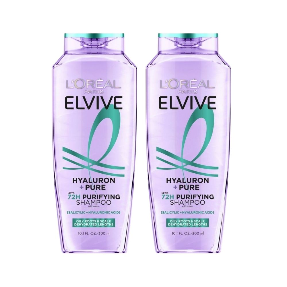 Loreal Elseve Hydra [Hyaluronic] Pure Salicylic Acid Anti-Oil Purifying Shampoo 300 ml -2 Pack