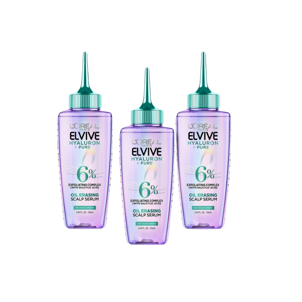 Loreal Elseve Hydra[Hyaluronic] Pure Salicylic Acid Containing Anti-Oily Peeling Scalp Serum 102 ml 3 Pack