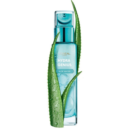 Loreal Paris Hydra Genius Hyaluronic Acid + Aloe Vera Liquid Moisturiser for Normal to Dry Skin, 70ml 2 Pack