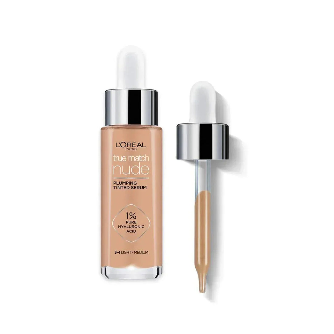 Loreal Paris True Match Nude Plumping Tinted Serum Foundation - 3-4 Light Medium