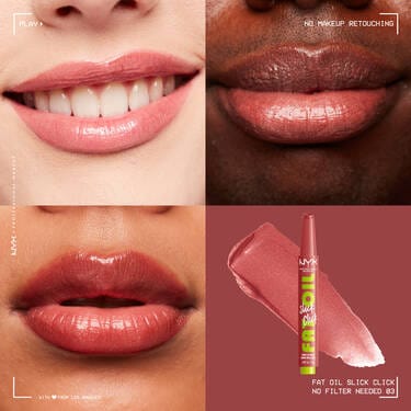 NYX Professional Makeup Fat Oil Slick Click Gloss Lip Balm - 03 No Filter Needed-Pink Pearl Nude