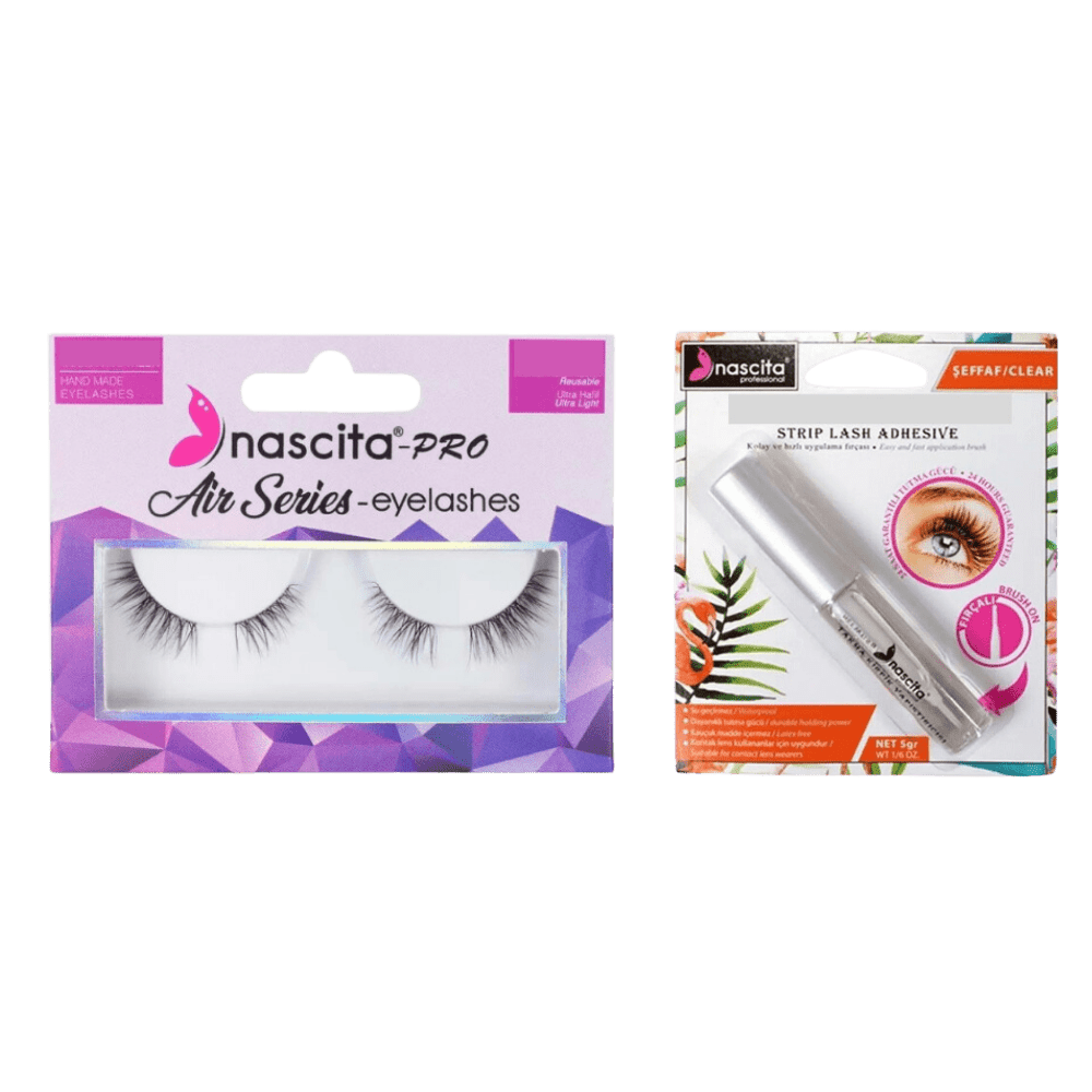 Nascita False Eyelashes - Air Series -123 + Nascita Transparent False Eyelash Adhesive 5gr - 08