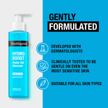 Neutrogena Hydro Boost Fragrance-Free Water Gel Cleanser 200ml / 6.8 fl oz 3 Pack