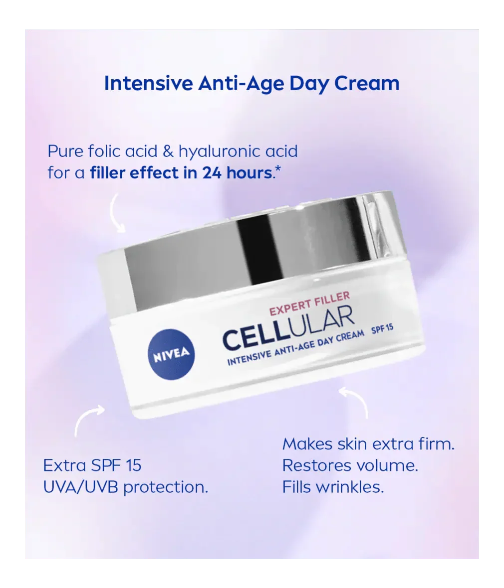 Nivea Cellular Expert Filler Firming Day Face Cream SPF 30 50 ml / 1.7 fl oz - 3 Pack