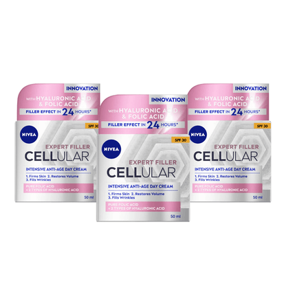 Nivea Cellular Expert Filler Firming Day Face Cream SPF 30 50 ml / 1.7 fl oz - 3 Pack