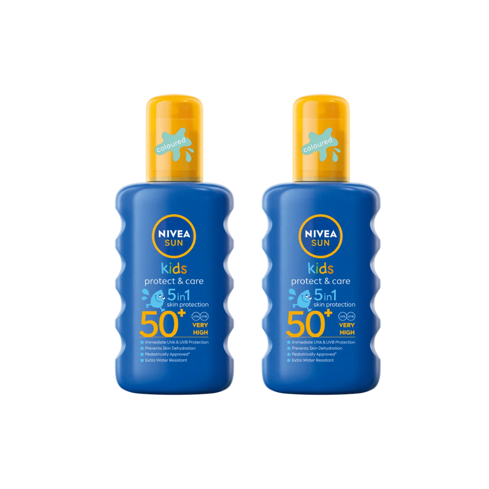 Nivea Sun Kids Protect &amp; Care Coloured Sun Cream Spray SPF50+ 200ml / 6.8 fl.oz - 2 Pack