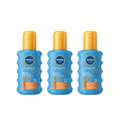 Nivea Sun Protect &amp; Bronze Tan Activating Sun Cream Spray SPF50 200ml / 6.8 fl.oz - 3 Pack
