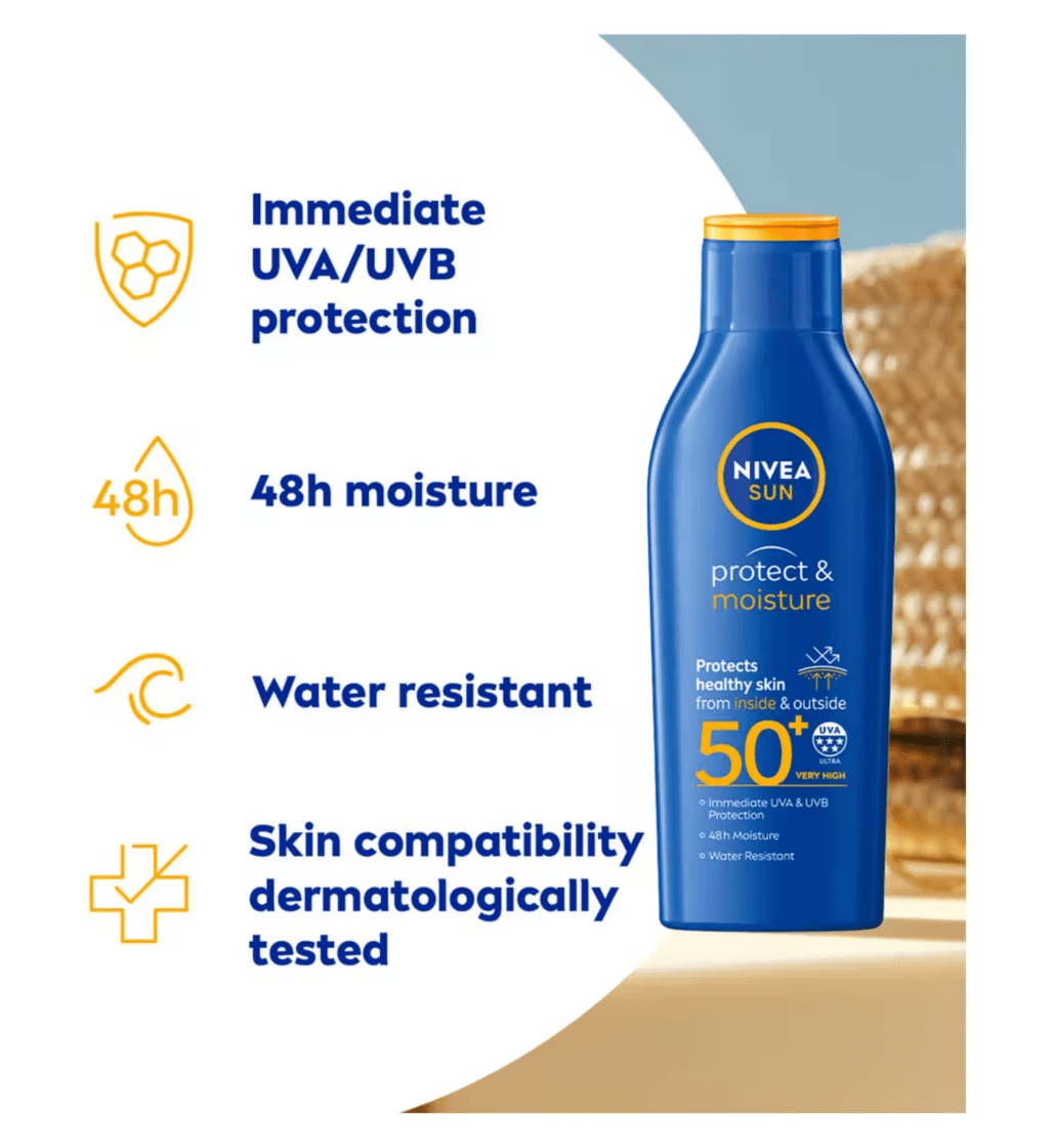Nivea Sun Protect &amp; Moisture Sun Cream Lotion SPF50+ 200ml / 6.8 fl.oz