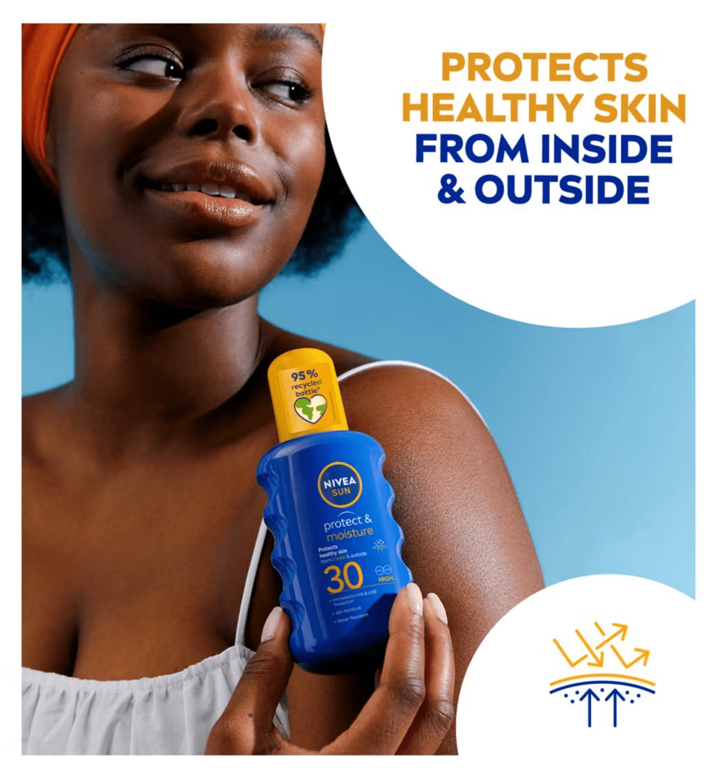 Nivea Sun Protect &amp; Moisture Sun Cream Spray SPF30 200ml / 6.8 fl.oz - 2 Pack