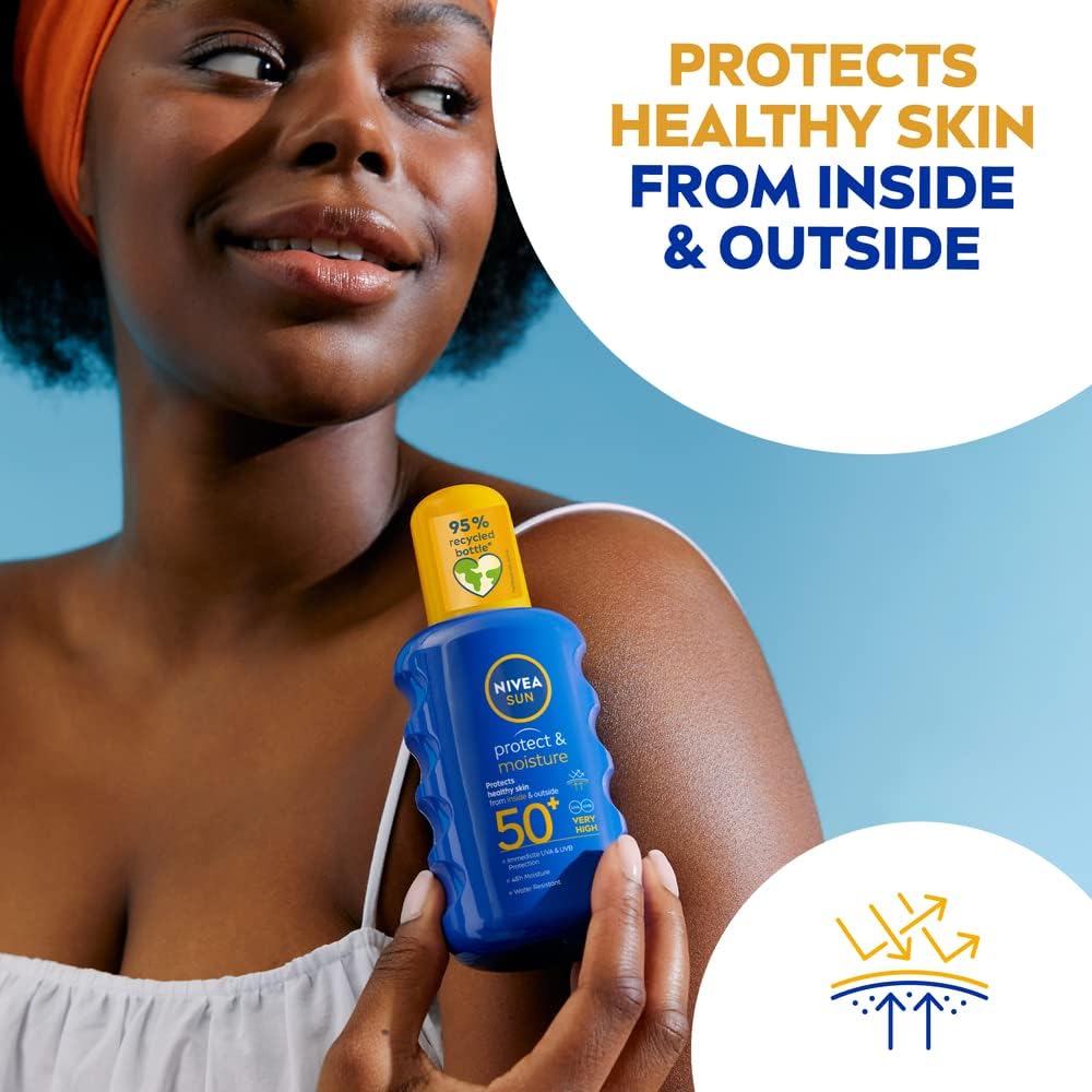 Nivea Sun Protect &amp; Moisture Sun Cream Spray SPF50+ 200ml / 6.8 fl.oz - 2 Pack