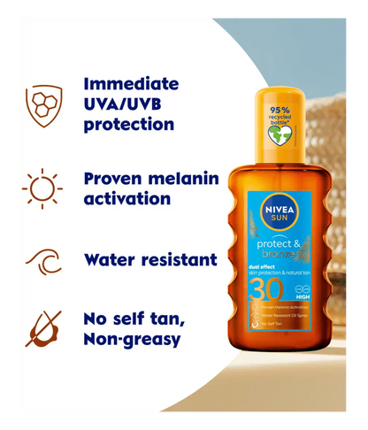 Nivea Sun Tan Activating Oil SPF30 Protect&amp;Bronze 200ml / 6.8 fl.oz - 2 Pack