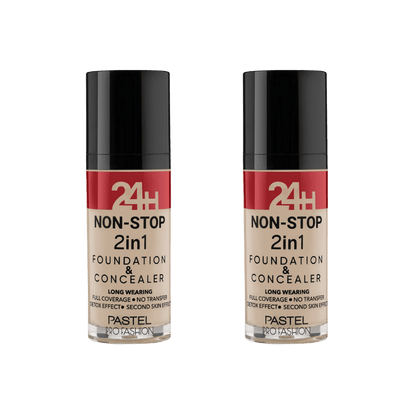 Pastel 24H Non-Stop 2in1 Foundation &amp; Concealer - 601 Cool 2 Pack